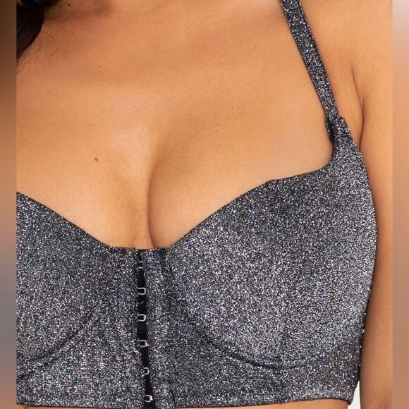 Pour Moi All That Glitters Front Fastening Longline Bra SilverGrey 36C nwt in pk - Picture 4 of 8